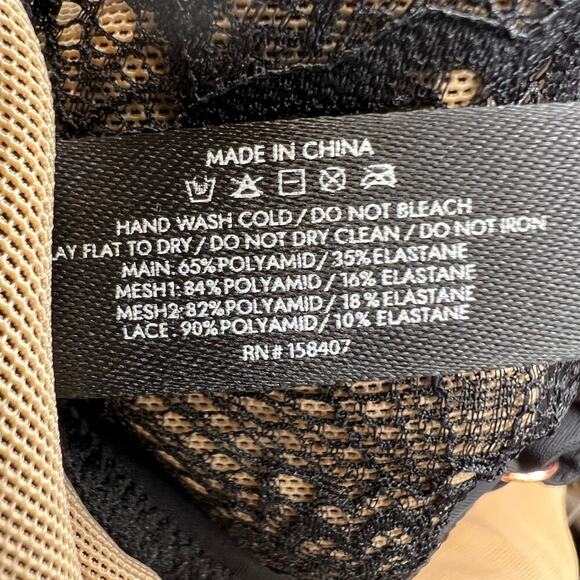 pinsy Sculpting Lace Bodysuit Sheer Mesh Shapewear Lingerie in Black W's Size XL - Picture 9 of 10